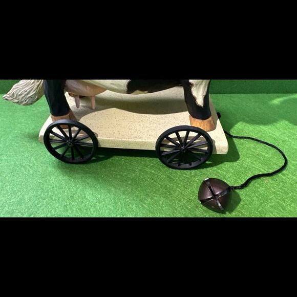 Williraye Folk Art ~ SNOWMAN ON COW Pull Toy ~ WW2390 Dreaming of Christmas - Picture 4 of 9